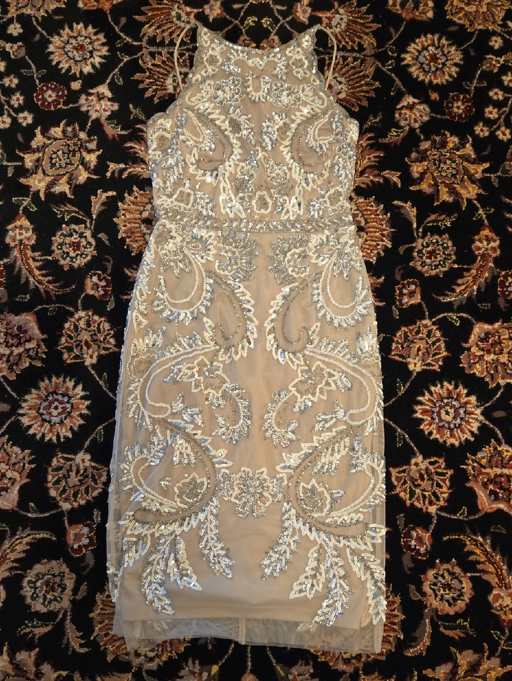 SIMPLY STUNNING "ADRIANNA PAPELL" COCKTAIL DRESS..BEADED/SEQUIN - SZ 0